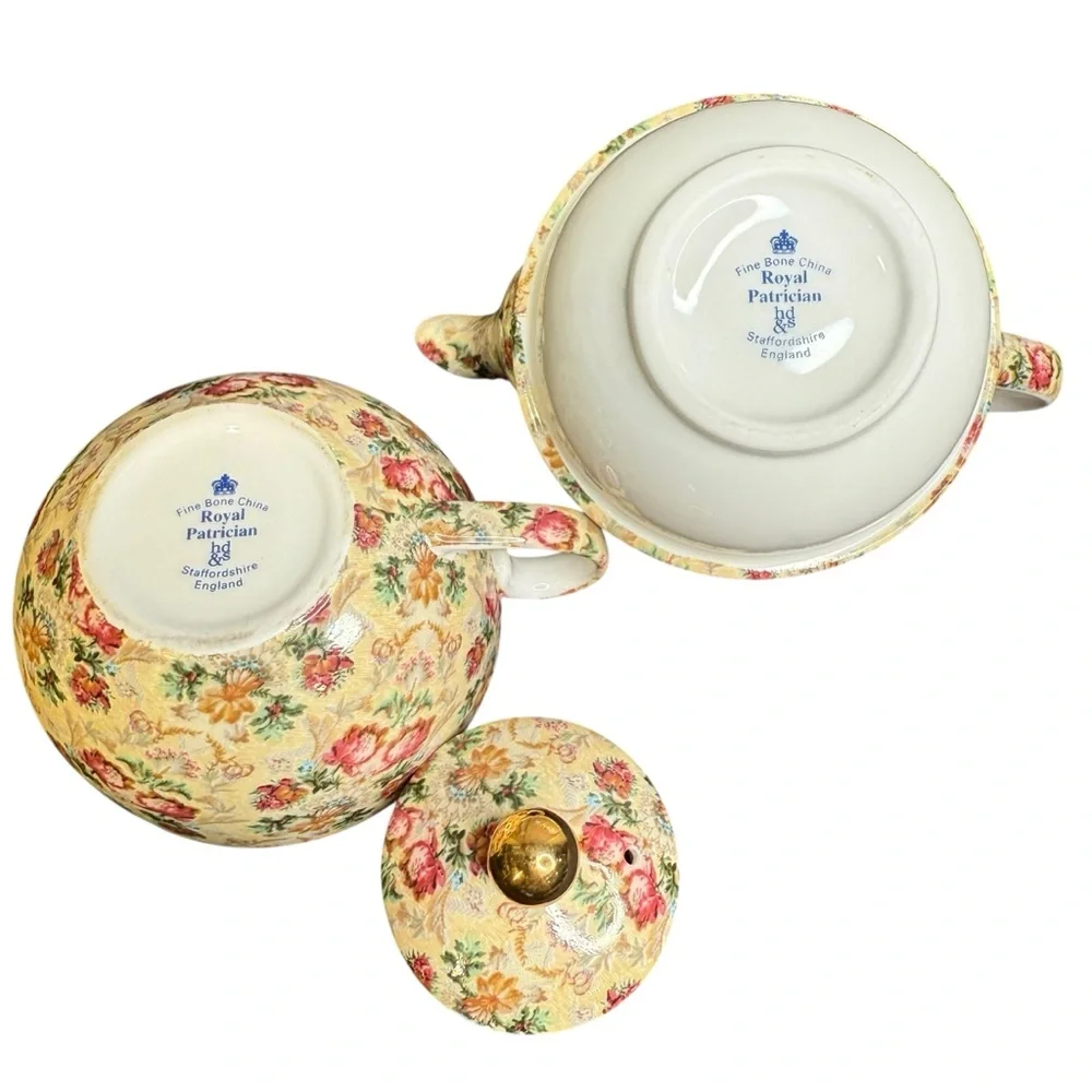 ROYAL PATRICIAN CHINTZ TEA-FOR-ONE TEAPOT & CUP SET – FLORAL VINTAGE